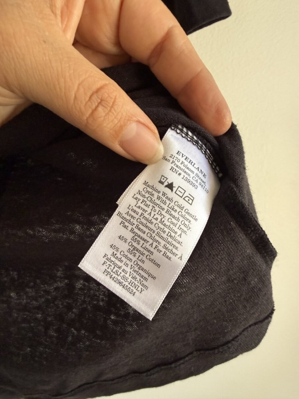 Everlane The Henley In Cotton Linen Black Short Sleeve Top Coastal Breathable XS - Picture 7 of 9